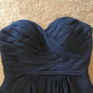 Navy full length bridesmaid dress